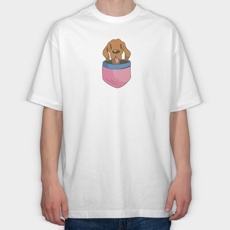 Vizsla Dog Pocket, Tricou Oversize Barbati (Unisex)