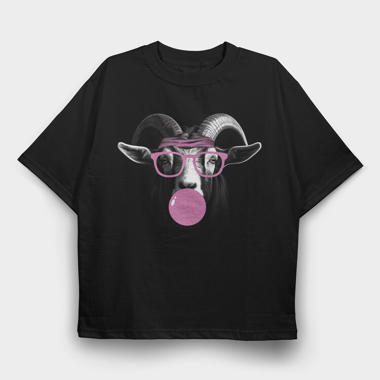 Goat Monochrome Bubblegum, Tricou Oversize Barbati (Unisex)