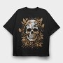 Skull Gold Leaves, Tricou Oversize Barbati (Unisex)