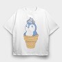 Cute Penguin Ice Cream, Tricou Oversize Barbati (Unisex)
