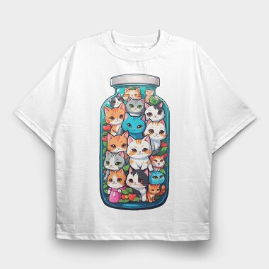 Bottle Cats, Tricou Oversize Barbati (Unisex)