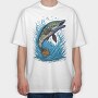 Pike Fish Jump, Tricou Oversize Barbati (Unisex)