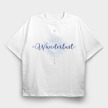 Wanderlust Blue Compass, Tricou Oversize Barbati (Unisex)