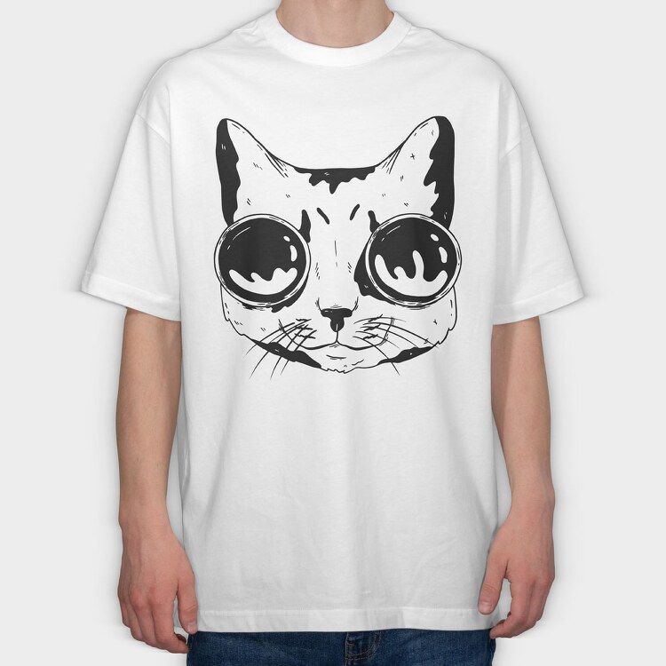 Googles Cat, Tricou Oversize Barbati (Unisex)