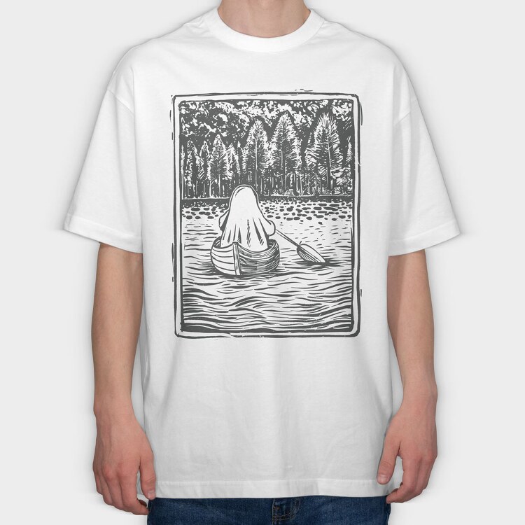 Lino Art Ghost Boat, Tricou Oversize Barbati (Unisex)