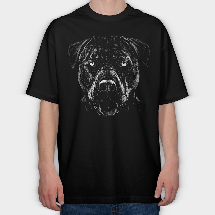 Pitbull Dog Portrait, Tricou Oversize Barbati (Unisex)