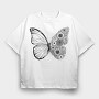 Butterfly Floral Wing, Tricou Oversize Barbati (Unisex)