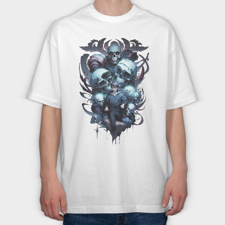 Skulls and Boy, Tricou Oversize Barbati (Unisex)