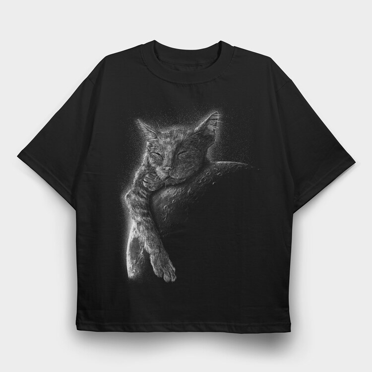 Sleeping Cat Moon, Tricou Oversize Barbati (Unisex)