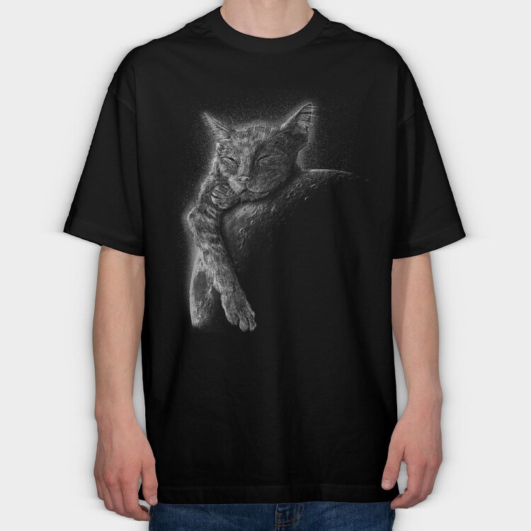 Sleeping Cat Moon, Tricou Oversize Barbati (Unisex)