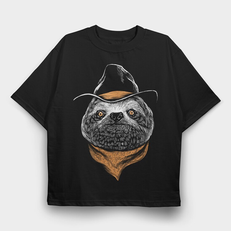 Sloth Cowboy Color, Tricou Oversize Barbati (Unisex)