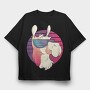 Llama Sunglasses Retro, Tricou Oversize Barbati (Unisex)