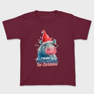 Hippo Watercolor Christmas, Tricou Copii