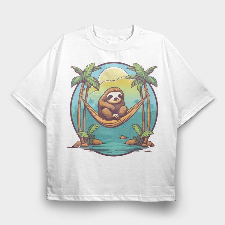 Sloth in a Hammock, Tricou Oversize Barbati (Unisex)
