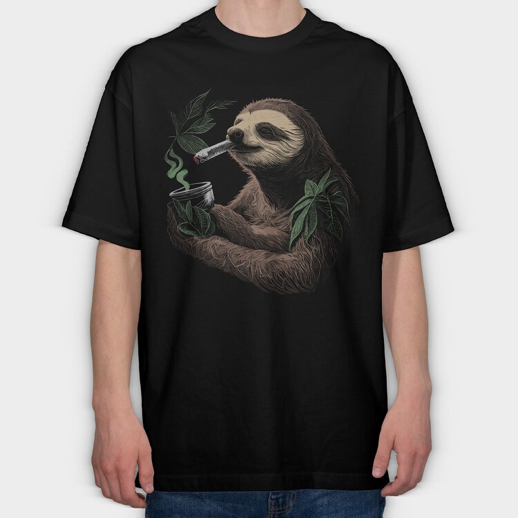 Sloth Pot, Tricou Oversize Barbati (Unisex)