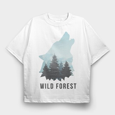 Wild Forest Wolf, Tricou Oversize Barbati (Unisex)