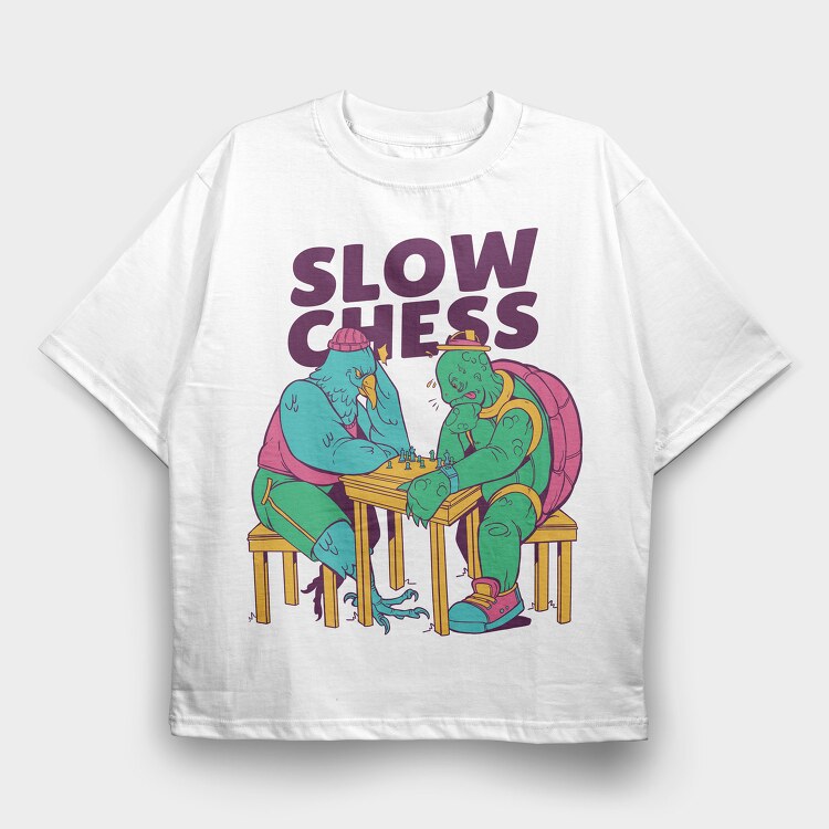 Slow Chess Turtle, Tricou Oversize Barbati (Unisex)