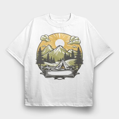 Camping Sunset, Tricou Oversize Barbati (Unisex)