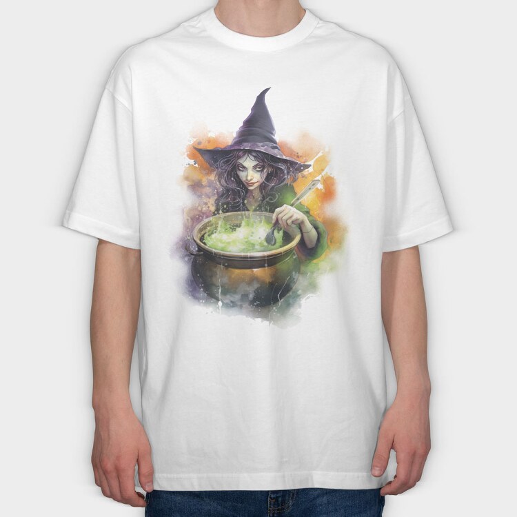 Witch Watercolor, Tricou Oversize Barbati (Unisex)