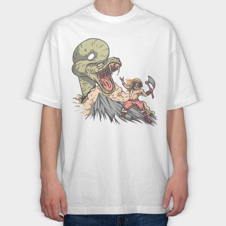 Snake vs Viking, Tricou Oversize Barbati (Unisex)