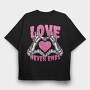 Love Never Ends Skeleton, Tricou Oversize Barbati (Unisex)