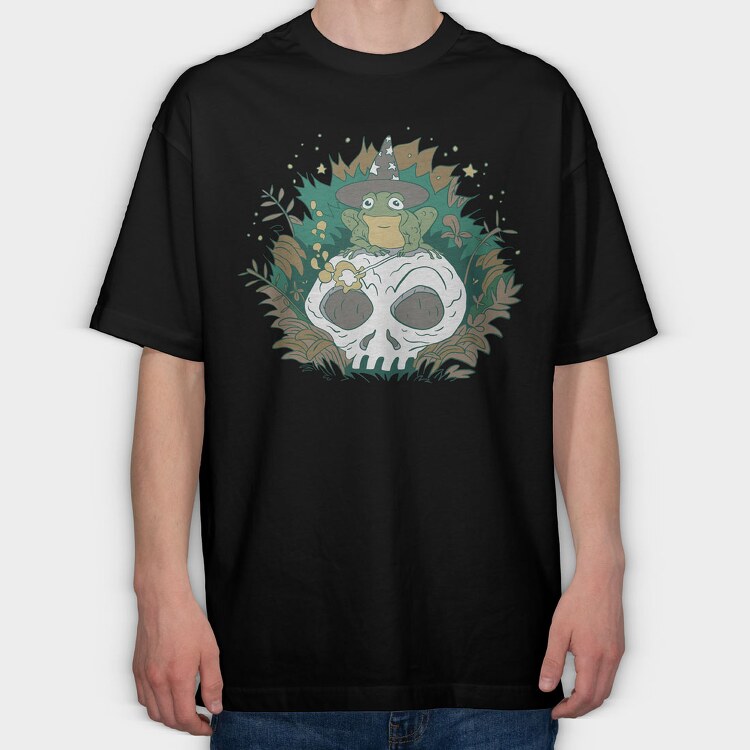 Wizard Frog Skull, Tricou Oversize Barbati (Unisex)