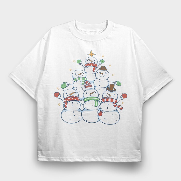 Snowman Tree, Tricou Oversize Barbati (Unisex)