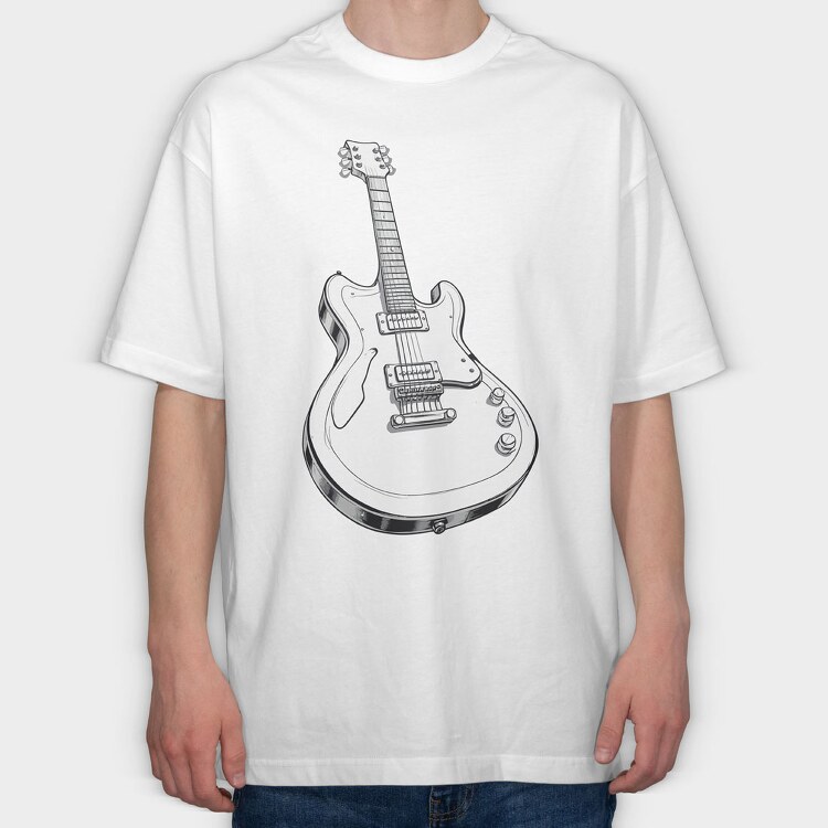 Guitar Draw, Tricou Oversize Barbati (Unisex)