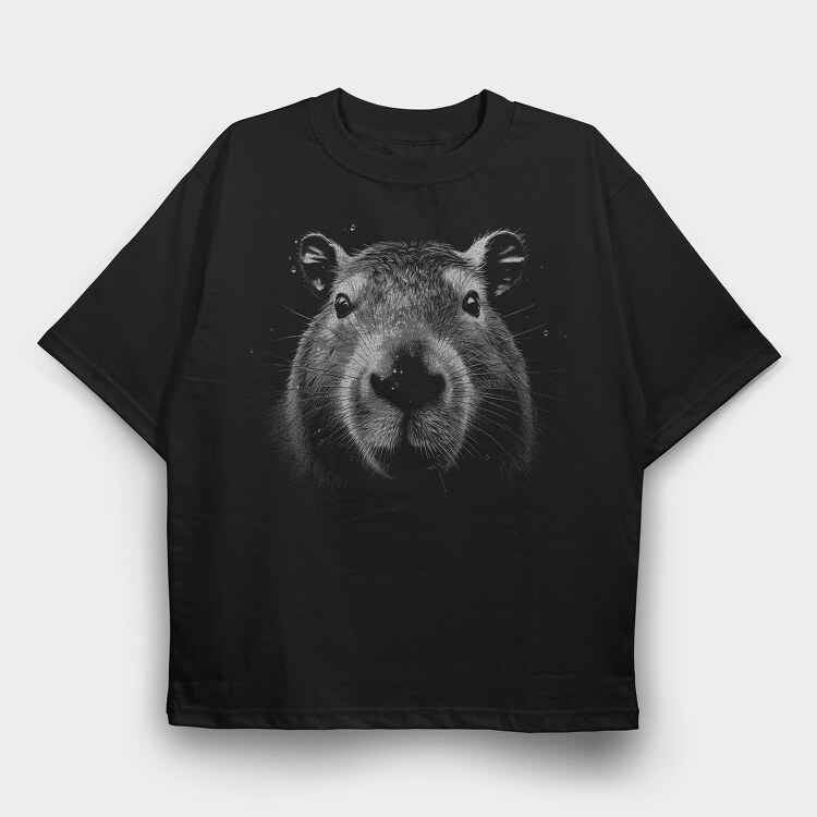 Capybara Monochrome, Tricou Oversize Barbati (Unisex)