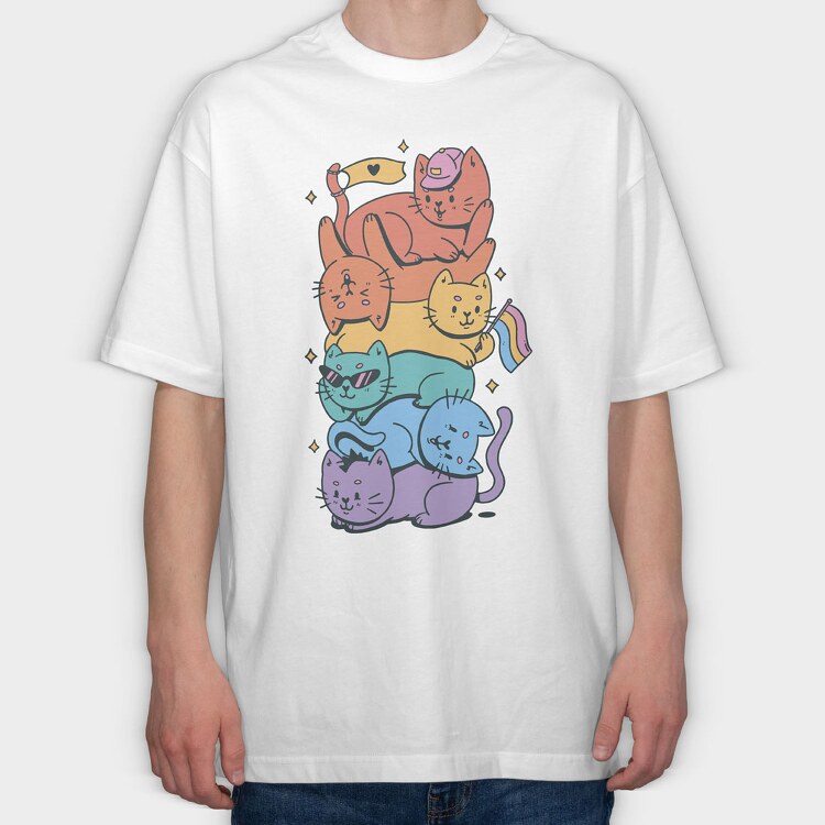 Pride Stack of Cats, Tricou Oversize Barbati (Unisex)