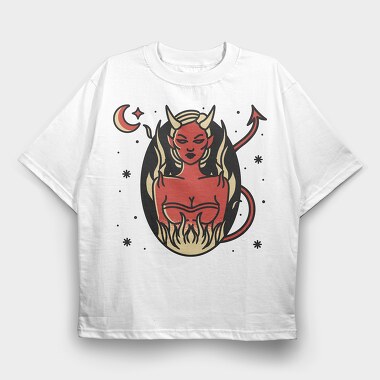 Devil Girl, Tricou Oversize Barbati (Unisex)