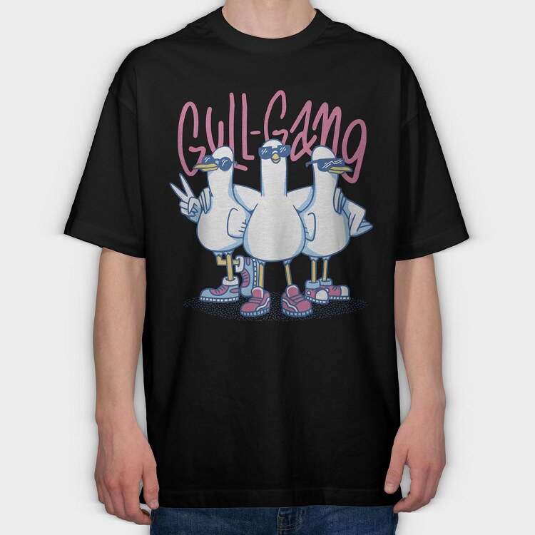 Gull Gang Seagulls, Tricou Oversize Barbati (Unisex)