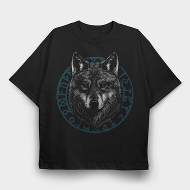 Wolf Head Blue, Tricou Oversize Barbati (Unisex)