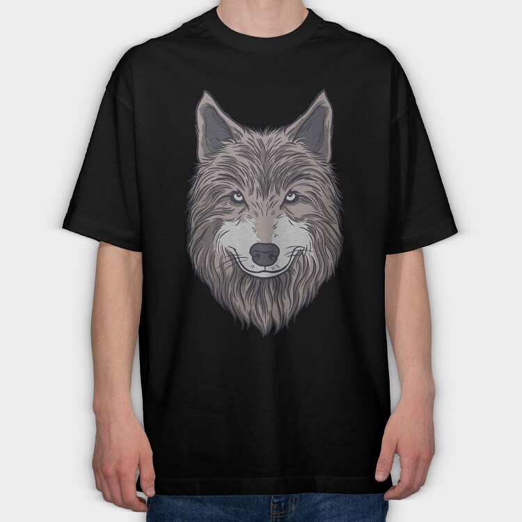 Wolf Portrait 1, Tricou Oversize Barbati (Unisex)