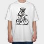 Pug Bike, Tricou Oversize Barbati (Unisex)