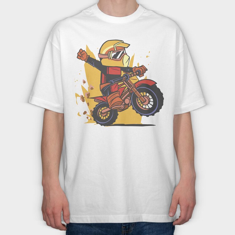 Dirt Bike Cartoon, Tricou Oversize Barbati (Unisex)