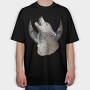Halloween Howling Wolf, Tricou Oversize Barbati (Unisex)
