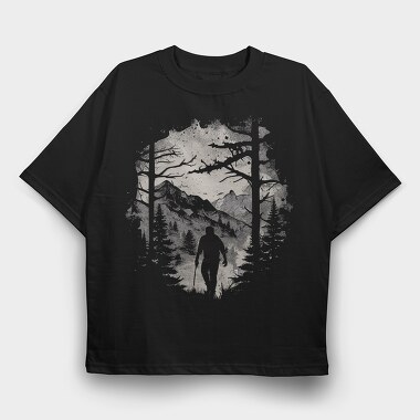 Man Hiking Forest, Tricou Oversize Barbati (Unisex)