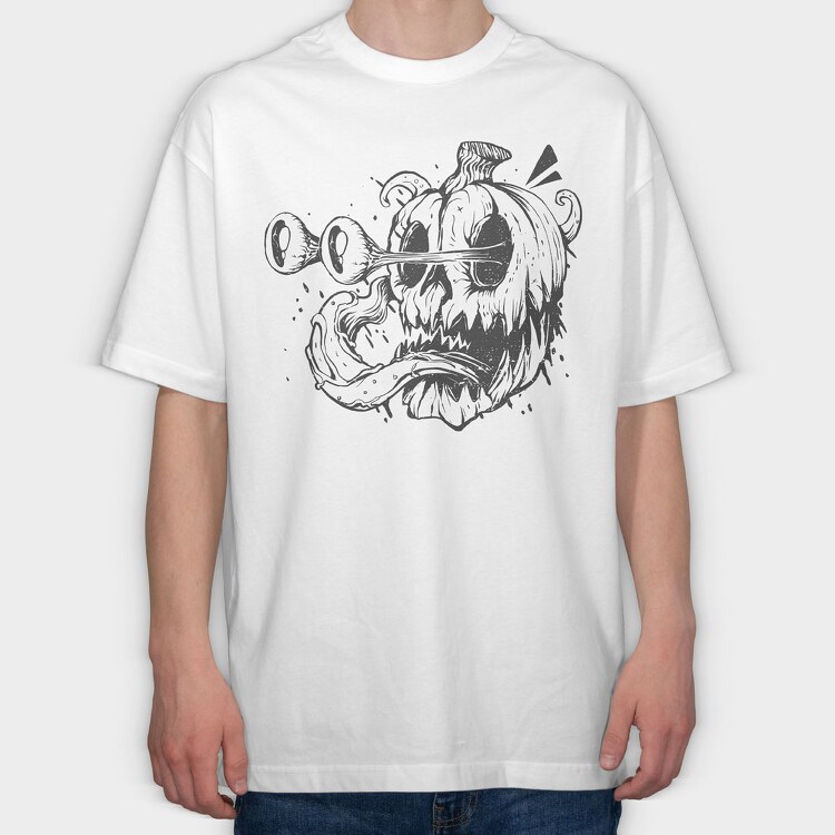 Pumpkin Trippy Monochrome, Tricou Oversize Barbati (Unisex)