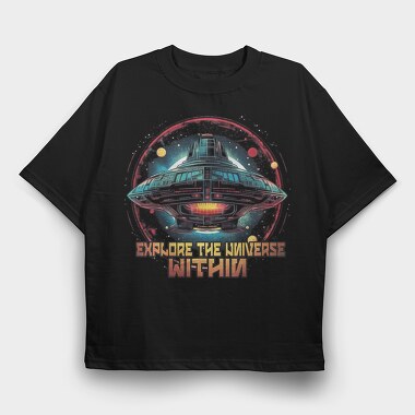 Spacecship Universe Within, Tricou Oversize Barbati (Unisex)