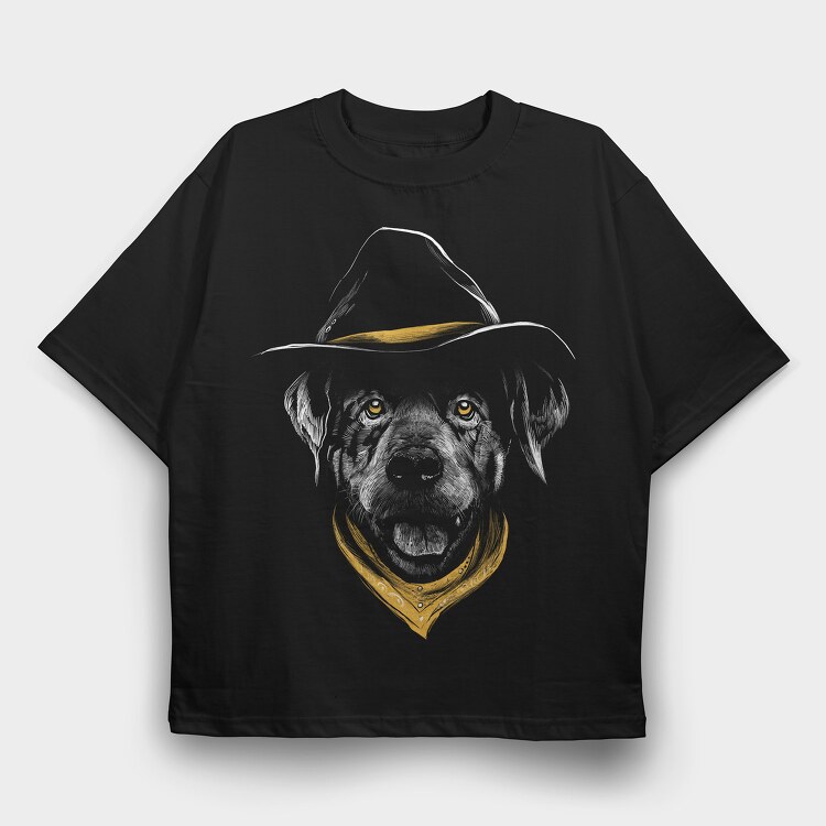 Dog Cowboy Realistic Color, Tricou Oversize Barbati (Unisex)