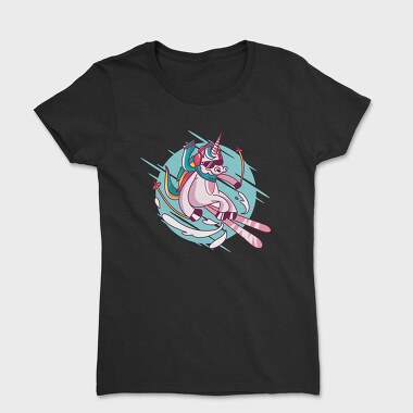 Tricou Femei, Skiing Unicorn