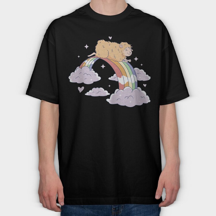 Hamster Rainbow, Tricou Oversize Barbati (Unisex)