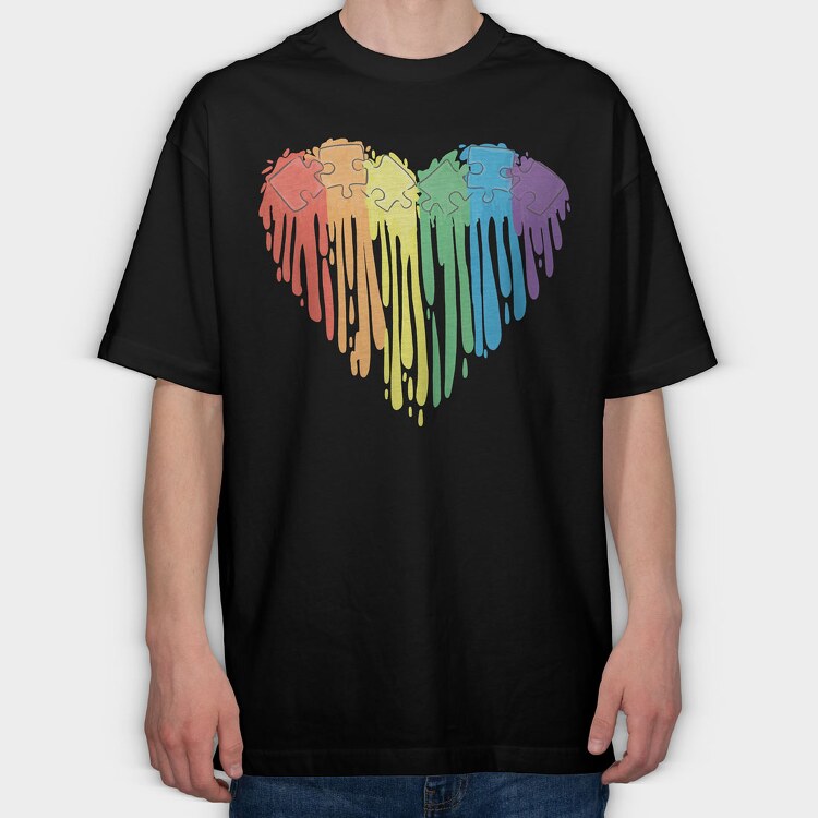 Puzzle Rainbow Paint, Tricou Oversize Barbati (Unisex)