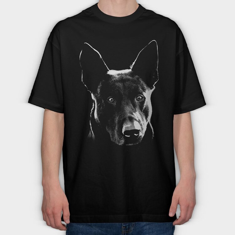 Dog Hollandse Herdershond Monochrome, Tricou Oversize Barbati (Unisex)