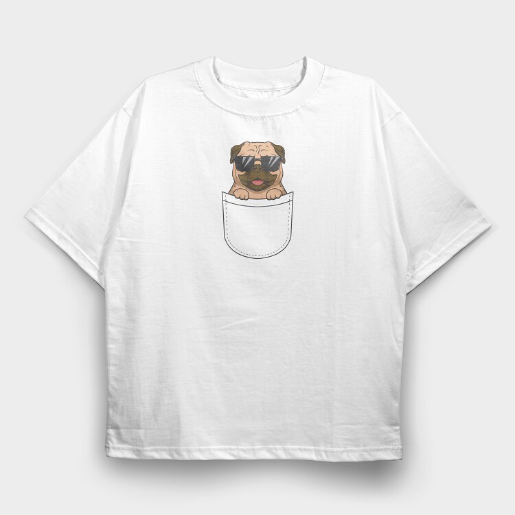 Dog in a Pocket, Tricou Oversize Barbati (Unisex)