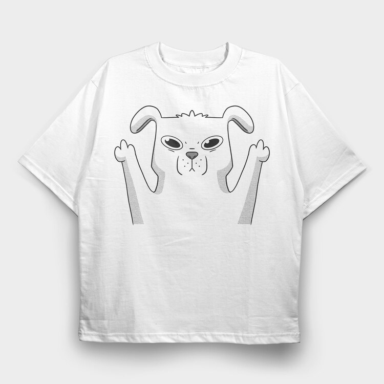 Dog Middle Finger 2, Tricou Oversize Barbati (Unisex)