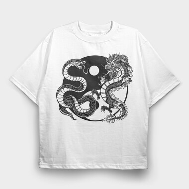 Yin Yang Dragon Snake, Tricou Oversize Barbati (Unisex)