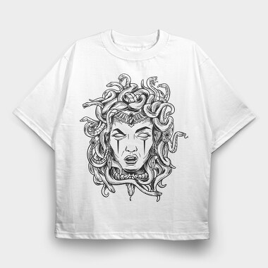 Medusa Head Monochrome, Tricou Oversize Barbati (Unisex)