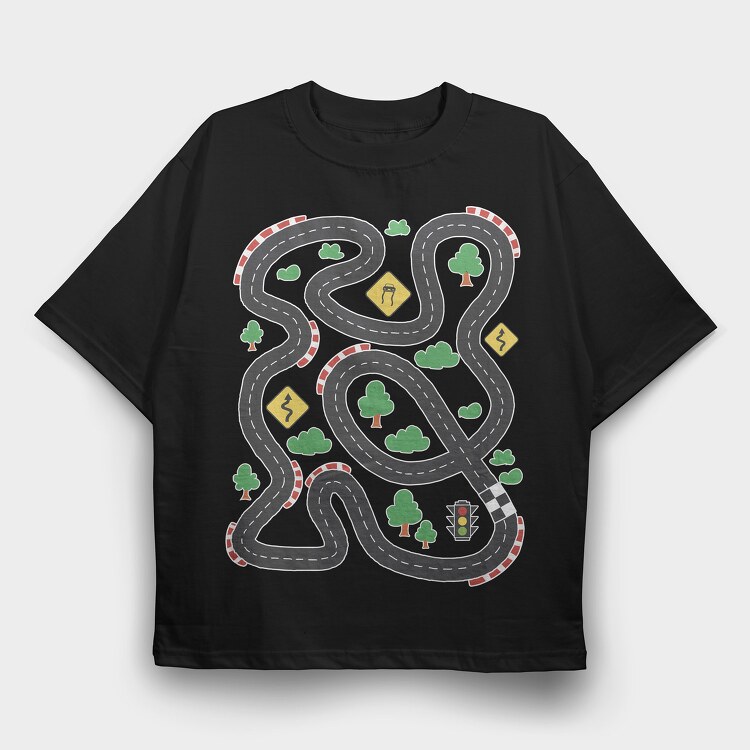 Race Track Kids, Tricou Oversize Barbati (Unisex)